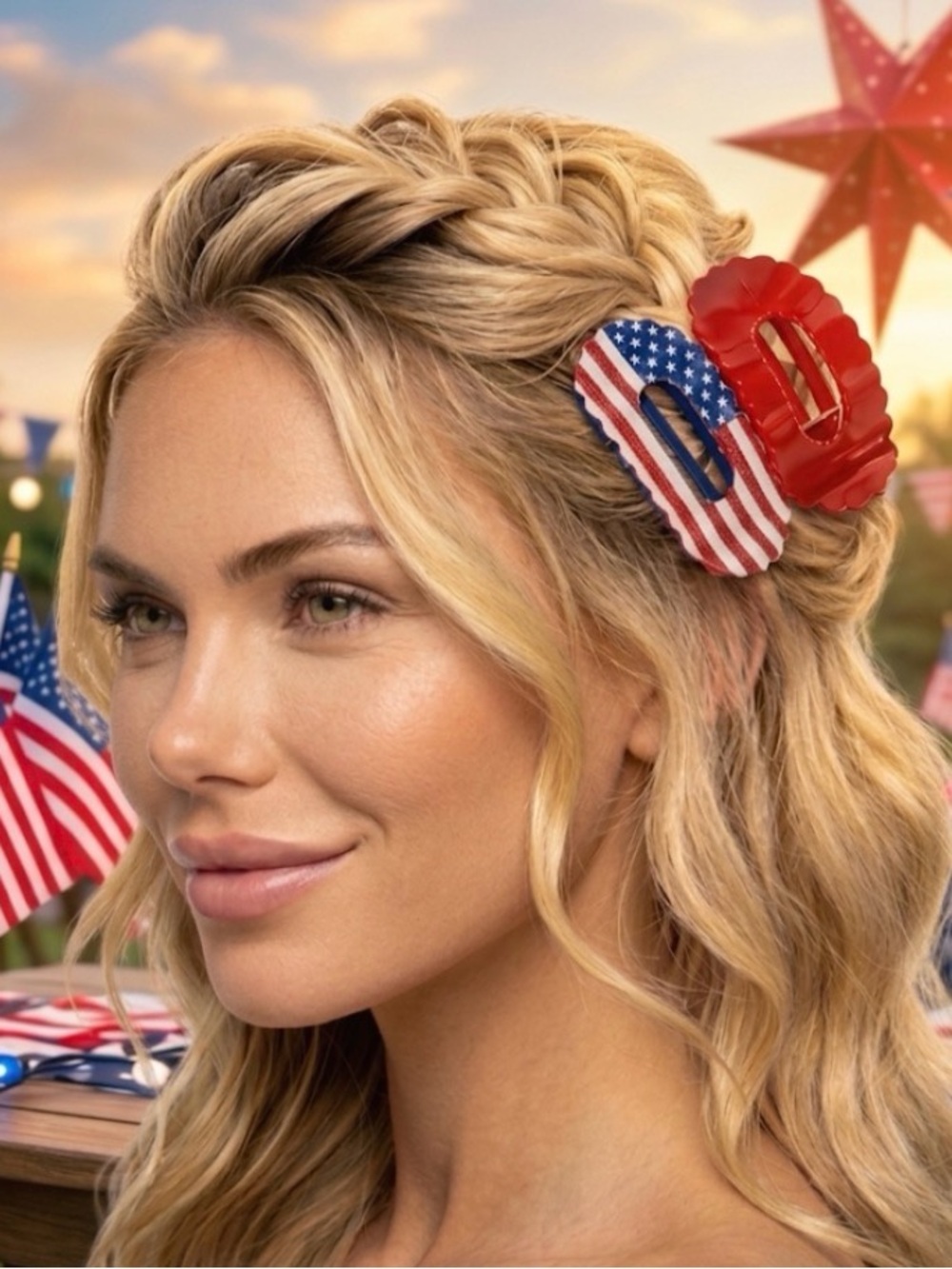 NWT ⚜️🇺🇸⚜️ PIPER K 4th of July FLAT LAY CLAW CLIPS SET OF 2